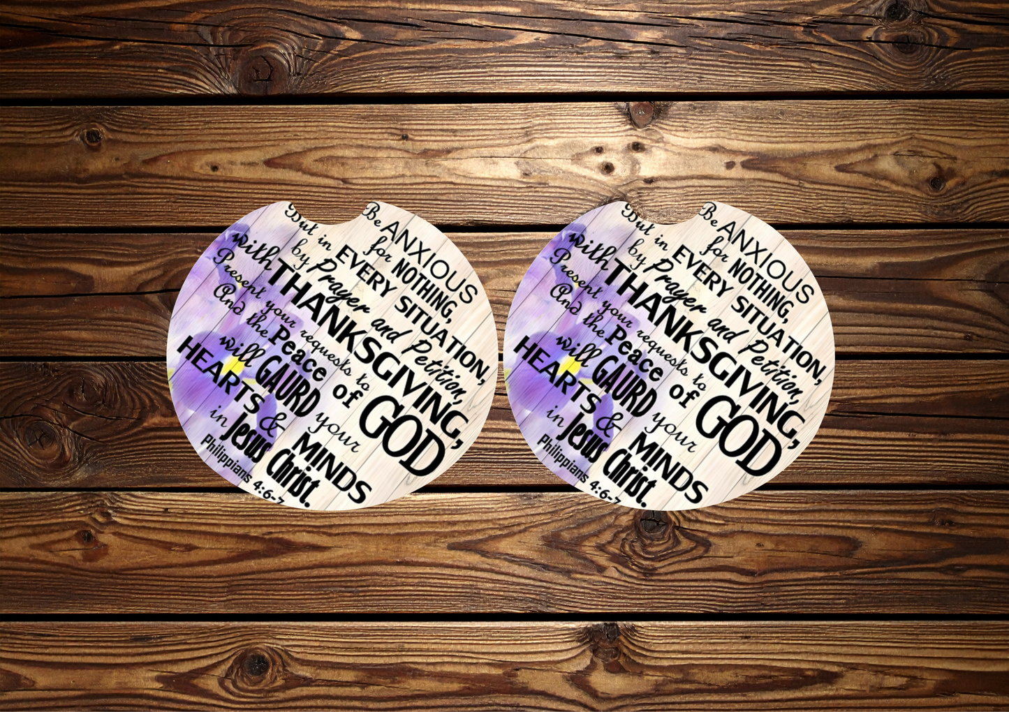 Philippians 4:6-7 Car Coasters