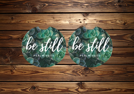 Green Be Still Car Coasters