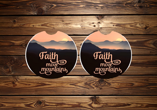 Faith Can Move Mountains Car Coasters