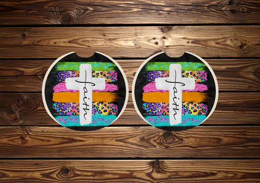 Faith Cross Car Coasters