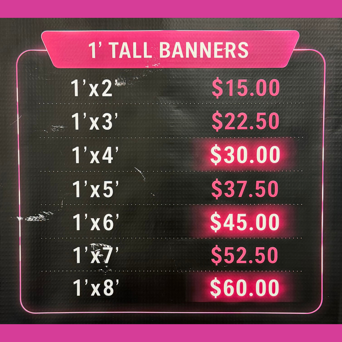 1' Tall Banners