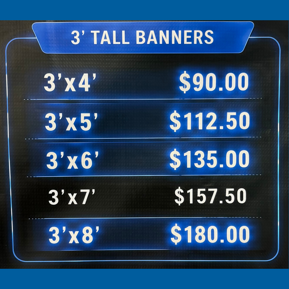 3' Tall Banners